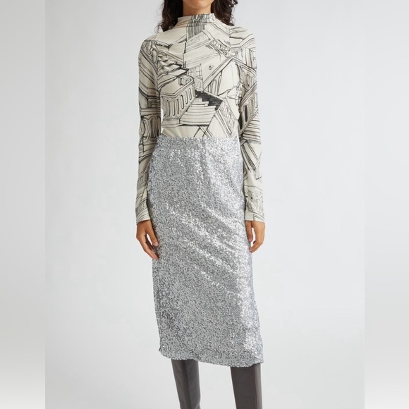 NWT Stine Goya Steel Grey Sequin Skirt - Size XS - Picture 1 of 7